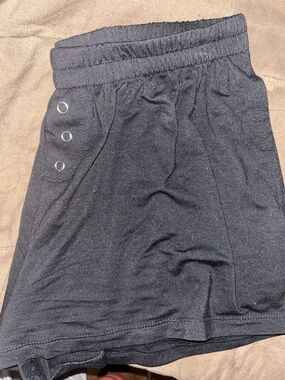 Black Women's Bike Shorts with Snap Detail